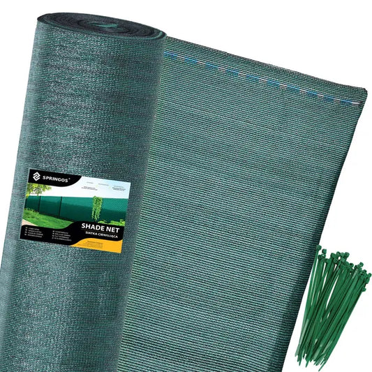 Zöld árnyékoló háló 1×50 m, 140 g/m², 90% takarás, 200 rögzítővel