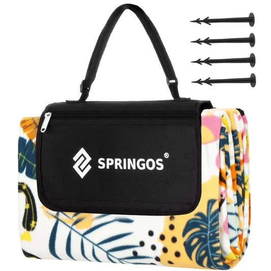 Springos pikniktakaró 200×200 cm, polár/alumínium, trópusi minta
