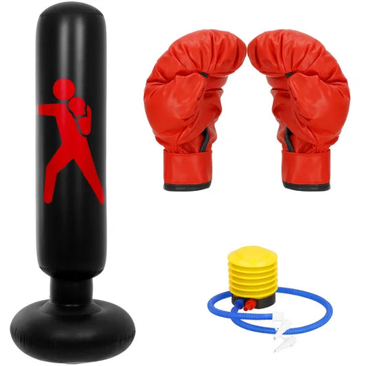 Felfújható boxzsák 160 cm, PVC, kesztyűvel és pumpával gyerekeknek