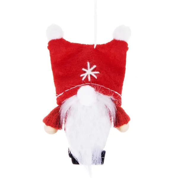 Karácsonyi akasztós manó figura piros, poliészter, 8 cm