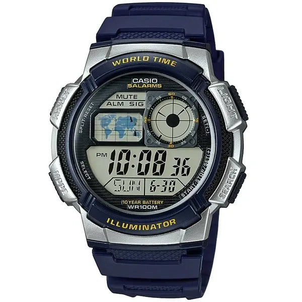 Casio AE-1000W-2AV férfi digitális karóra, WR100, világidő, LED