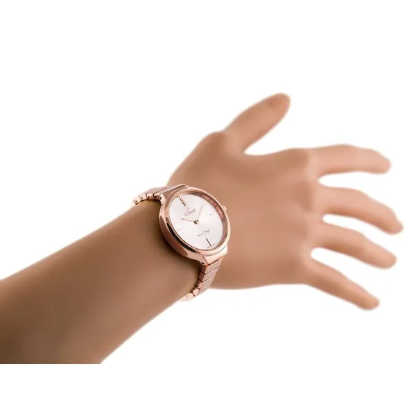 Női rosegold G. Rossi kvarc karóra ezüst számlappal, fém szíj, WR30, 33×37 mm