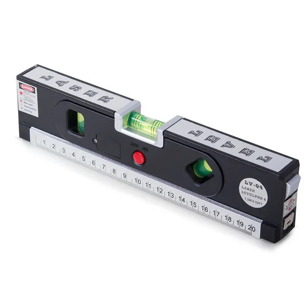 24 cm-es lézeres vízmérték LED-es libella-világítással, mérőszalaggal