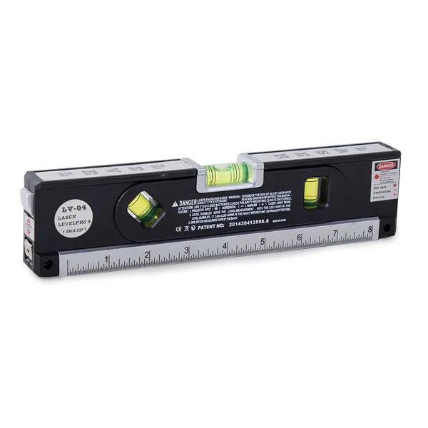 24 cm-es lézeres vízmérték LED-es libella-világítással, mérőszalaggal