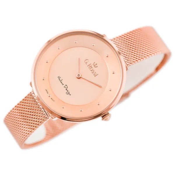 G. Rossi női karóra, 38 mm rózsaarany tok & fém szíj, quartz WR30