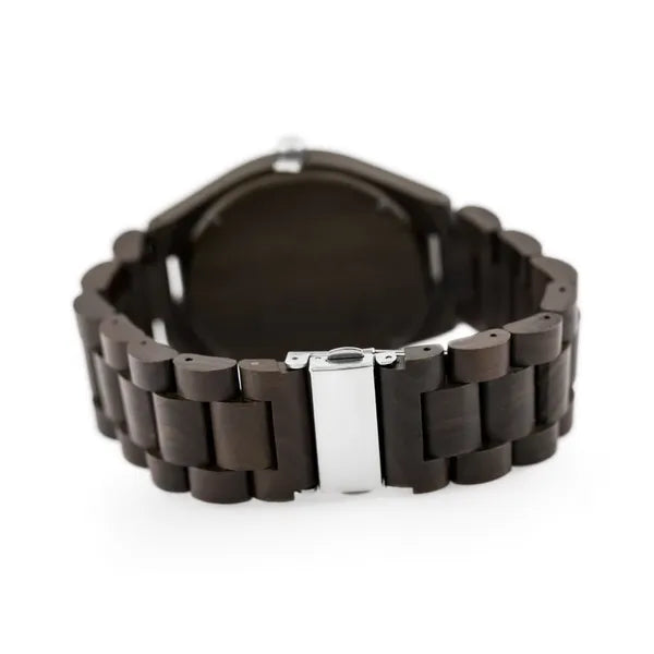 Férfi fa karóra 46 mm, kvarc WR30, bronz szíj, díszdobozzal