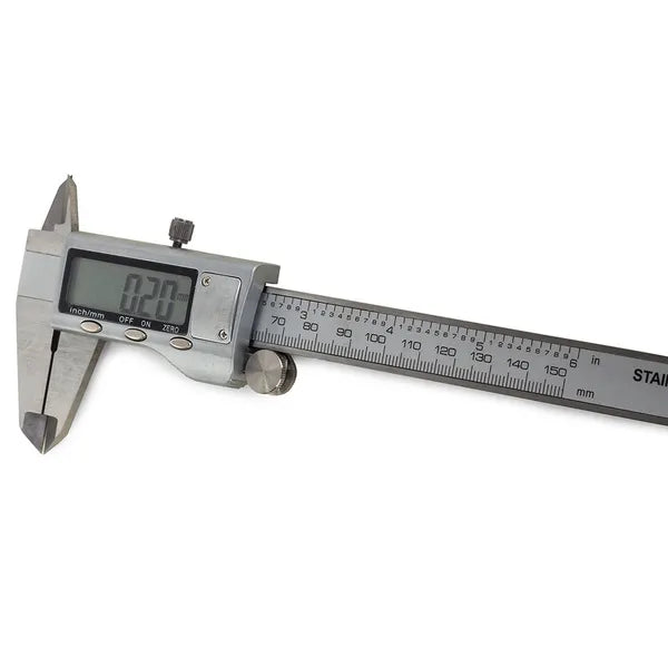 Digitális rozsdamentes tolómérő LCD kijelzővel, 150 mm, 0,02 mm pontosság