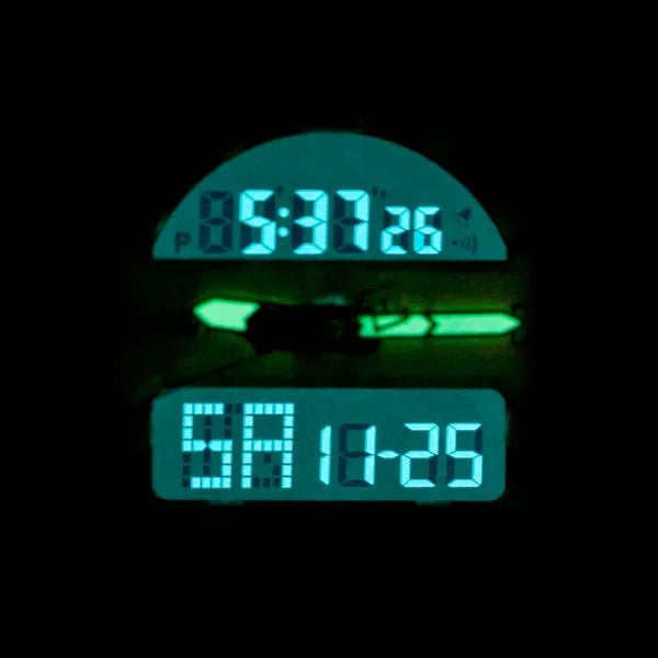 NAVIFORCE NF9114 férfi analóg-digitális karóra, bőr szíj, fekete/ezüst, 50 mm