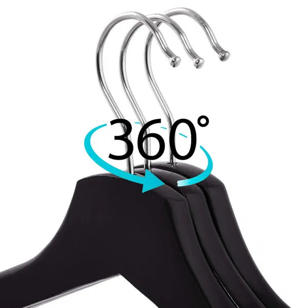 Fekete fa ruhafogas 42,5 cm 20 db, 360° krómozott akasztó