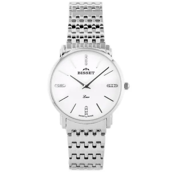 Bisset női karóra ezüst acél szíjjal, fehér számlap, 34 mm quartz