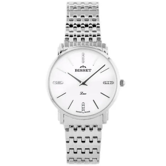 Bisset női karóra ezüst acél szíjjal, fehér számlap, 34 mm quartz