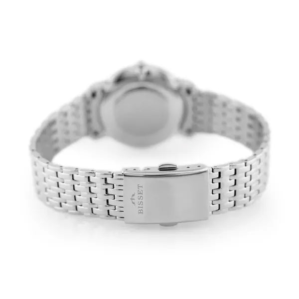 Bisset női karóra ezüst acél szíjjal, fehér számlap, 34 mm quartz
