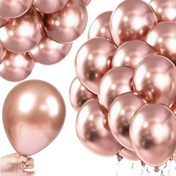 Rose gold metalizált latex lufi dekorációs készlet, 40 cm, 100 db