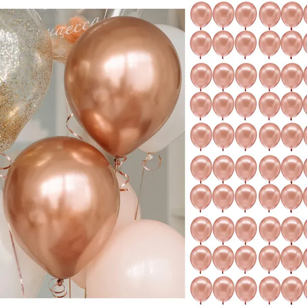 Rose gold metalizált latex lufi dekorációs készlet, 40 cm, 100 db
