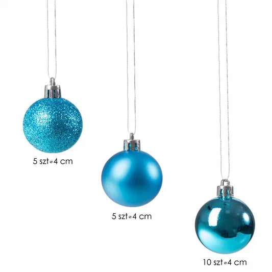 Törhetetlen kék karácsonyi gömbök, 4 cm, 20 db szett