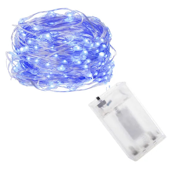 Kék mikro LED fényfüzér, 4,9 m, 50 db, elemről működik