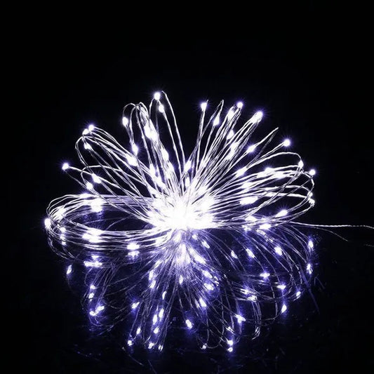Hidegfehér mikro LED fényfüzér 100 izzó, 9,9 m, elemes