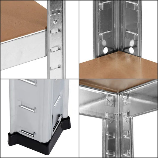 Ipari állvány 225×110×50 cm, 6 polc, 900 kg teherbírás, alu+MDF