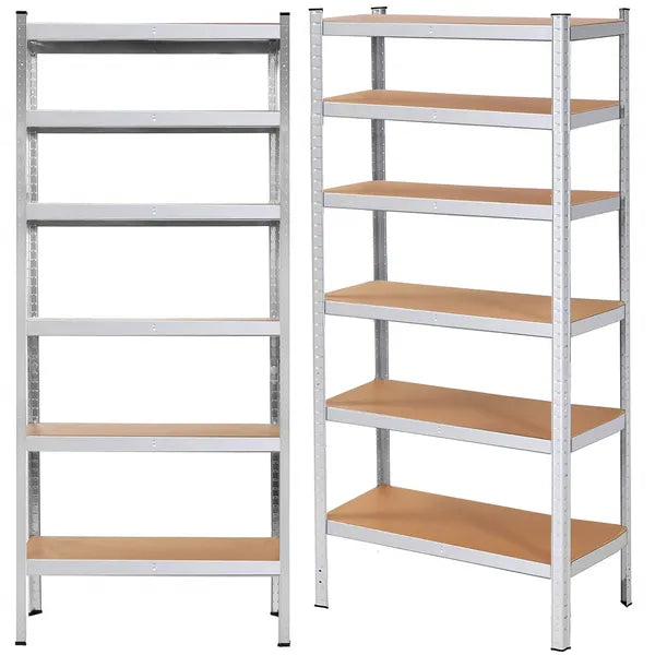 Ipari állvány 225×110×50 cm, 6 polc, 900 kg teherbírás, alu+MDF