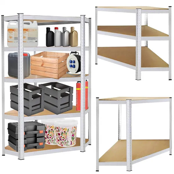 Műhelypolc 180×90×40 cm, 5 szint, alumínium keret, MDF lap, 875 kg