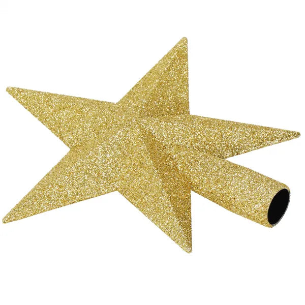 Karácsonyfadísz csúcsdísz arany csillag, 15 cm, csillámos műanyag