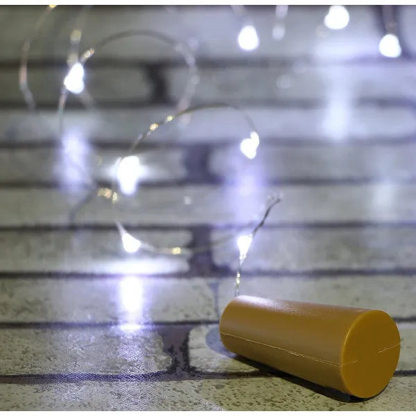 LED fényfüzér 20 hidegfehér mikro LED, 1,9 m, elemes