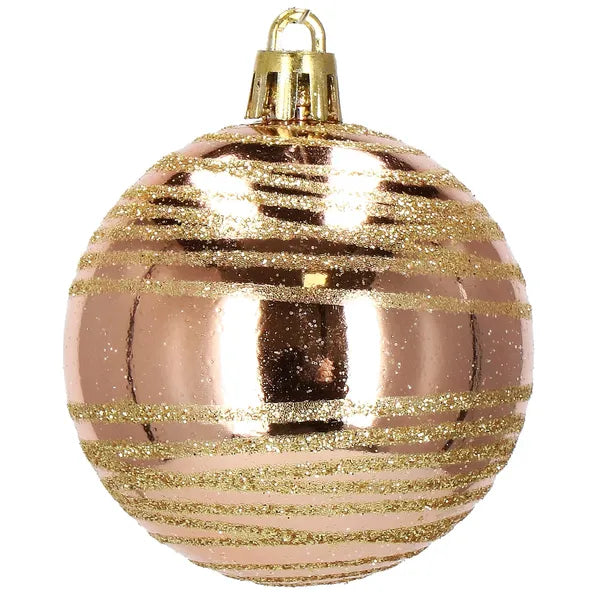 Karácsonyfadísz gömbkészlet 24 db, 6 cm, arany-rózsaszín, törhetetlen