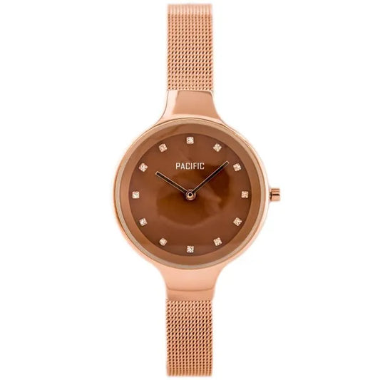 Pacific női karóra rosegold fémszíjjal, barna gyöngyház számlap, 32 mm