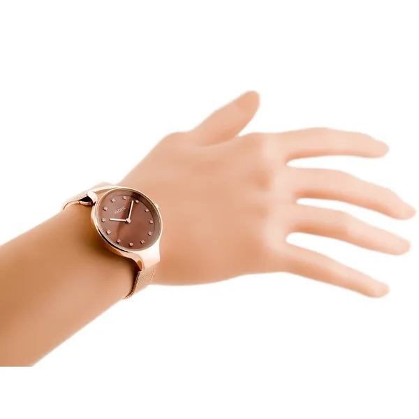 Pacific női karóra rosegold fémszíjjal, barna gyöngyház számlap, 32 mm