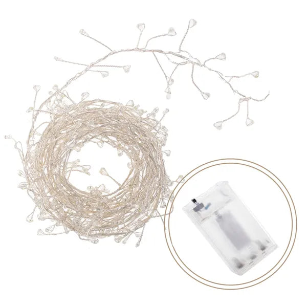 Hidegfehér mikro LED fényfüzér, 100 LED, 3 m, elemes (3×AA), beltéri
