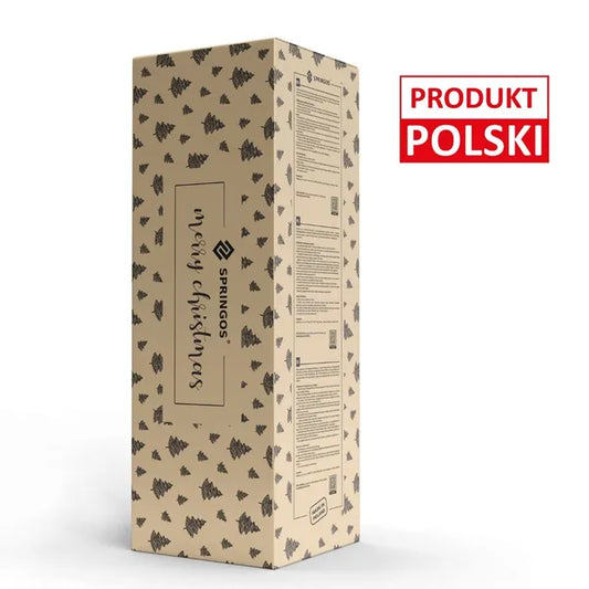 220 cm-es gyémántos műfenyő fatörzsön, havas végű, PVC ágakkal