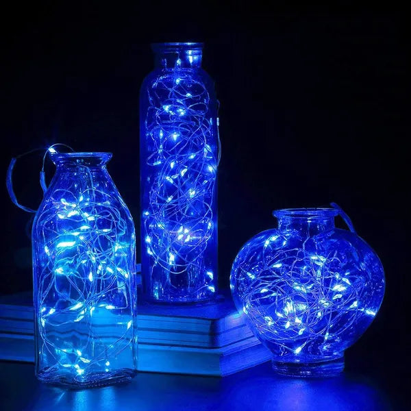 Dekorációs 100 LED-es kék fényfüzér, 10 m, IP44, 8 program