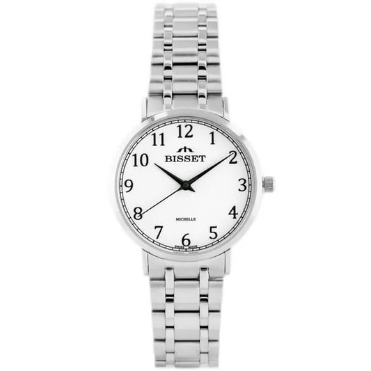 Bisset női karóra, 32 mm, rozsdamentes acél, ezüst/fehér