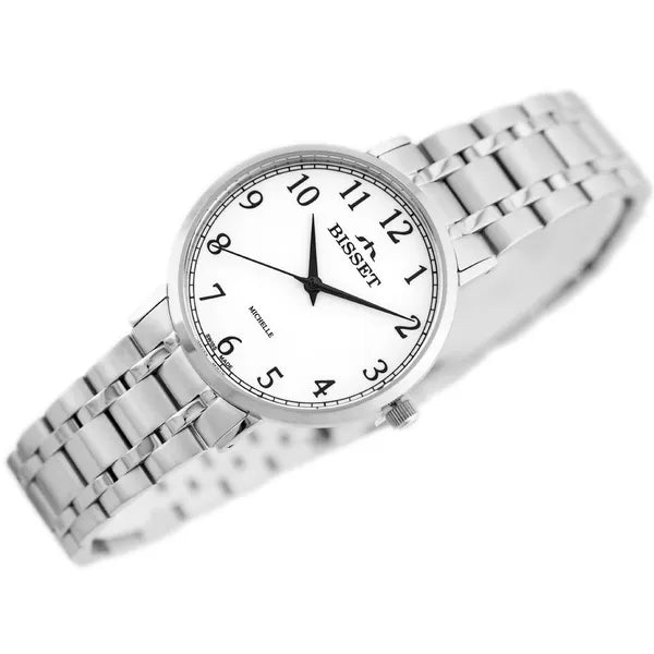 Bisset női karóra, 32 mm, rozsdamentes acél, ezüst/fehér