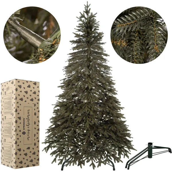 Prémium PE műfenyő, 200 cm, fém állvánnyal