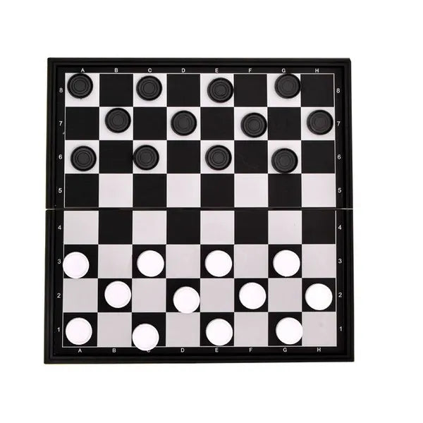 2 az 1-ben mágneses utazó sakk és dáma készlet, 25×25 cm