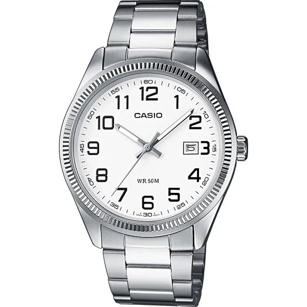 Casio MTP-1302PD-7B férfi karóra, acél szíj, WR50, dátumkijelző