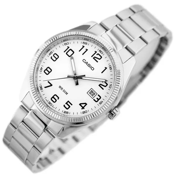 Casio MTP-1302PD-7B férfi karóra, acél szíj, WR50, dátumkijelző