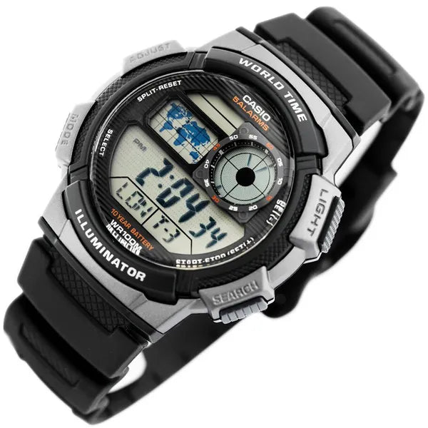 Casio AE-1000W-1BV férfi digitális karóra WR100 világidő LED