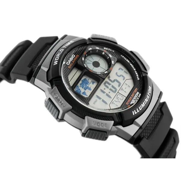 Casio AE-1000W-1BV férfi digitális karóra WR100 világidő LED