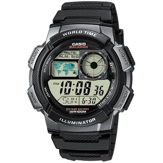 Casio AE-1000W-1BV férfi digitális karóra WR100 világidő LED