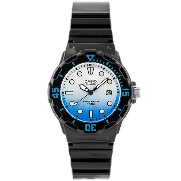 Casio LRW-200H-2EV lányka karóra, quartz, WR100, fekete szíj, kék számlap