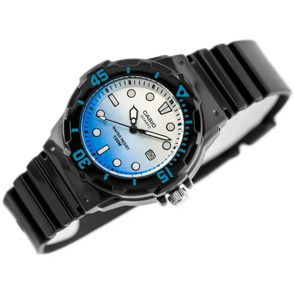 Casio LRW-200H-2EV lányka karóra, quartz, WR100, fekete szíj, kék számlap