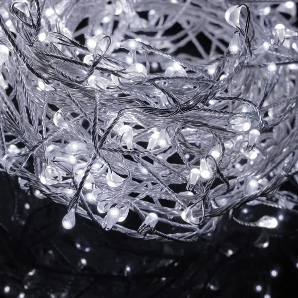 300 LED hideg fehér mikro fényfüzér 3+3 m 8 program IP44