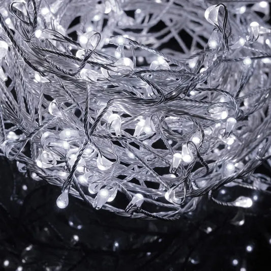 300 LED hideg fehér mikro fényfüzér 3+3 m 8 program IP44