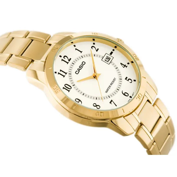 Casio MTP-V004G-7B férfi karóra – arany nemesacél, dátum, WR30