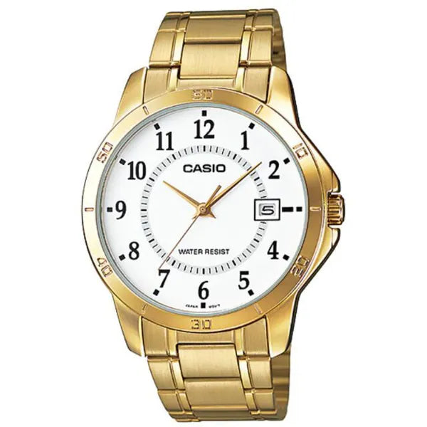 Casio MTP-V004G-7B férfi karóra – arany nemesacél, dátum, WR30