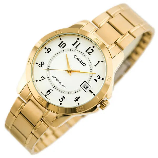 Casio MTP-V004G-7B férfi karóra – arany nemesacél, dátum, WR30