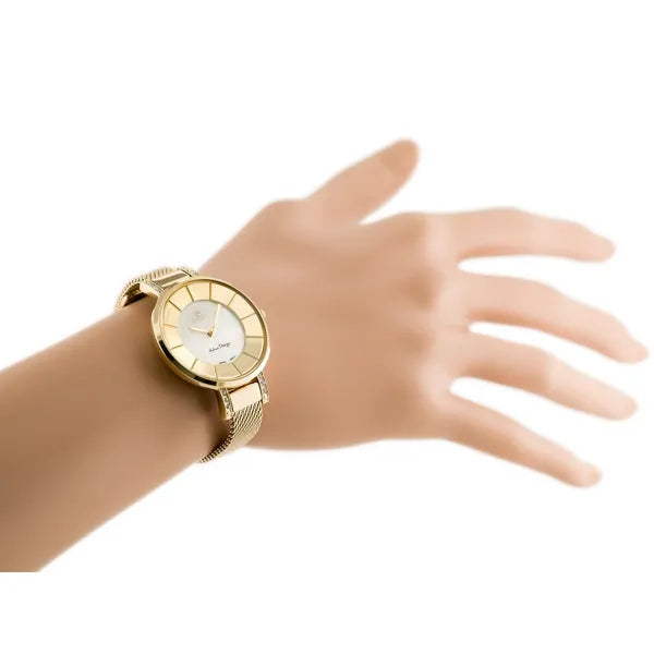 Női aranyszínű G. Rossi 10571 WR30 kvarc karóra, fémszíj, 34 mm