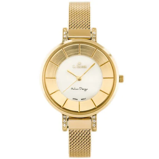 Női aranyszínű G. Rossi 10571 WR30 kvarc karóra, fémszíj, 34 mm